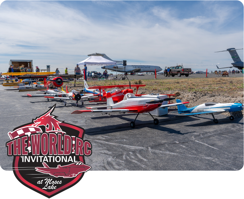 About the RC Invitational - Photo of runway and/or tarmac with various different types of remote controlled aircraft. For additional information follow the adjacent link.